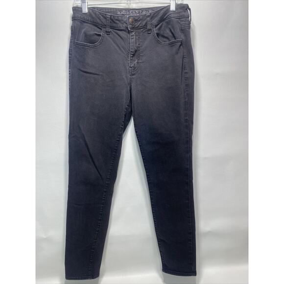 American Eagle High Rise Jegging Super Stretch Jeans Black Denim Womens 12 31X29 - Picture 6 of 8